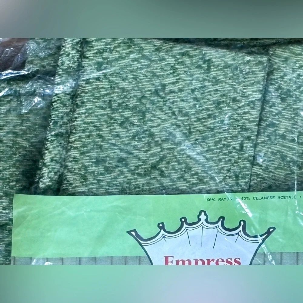 Vintage Empress Single Green Patterned Drape Panel 46 x 63 In Boho Goblincore